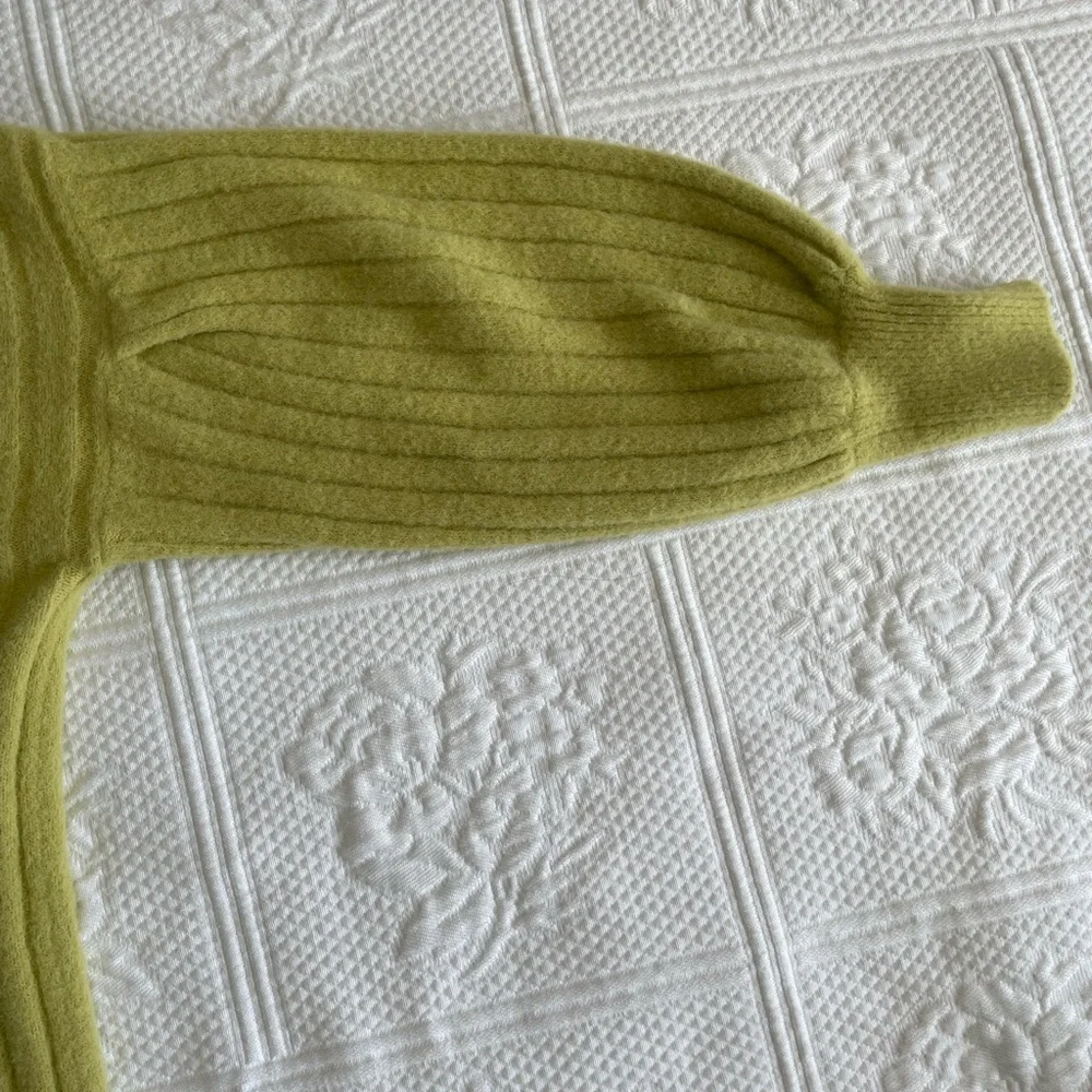 Aerie Buttercream Oversized Ribbed Crew Neck Sweater Lime Green XS